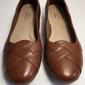 Clarks Gracelin Mia Tan Leather Flats Size 8.5M